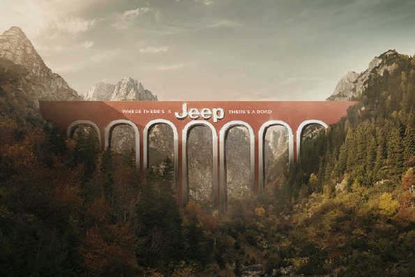 吉普创意平面广告：哪里有 Jeep，哪里就有路